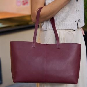Tote Hand And Shoulder Bag Burgundy Minimal