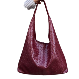 Shoulder Bag Burgundy Knit Pattern
